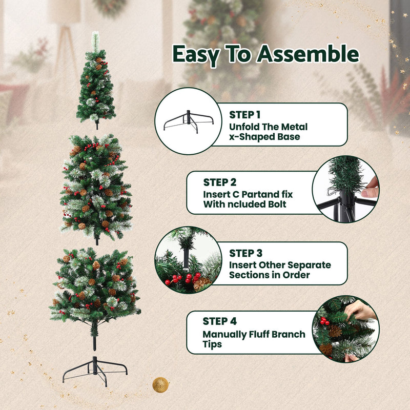 2.1m Slim Pine Cone Christmas Tree