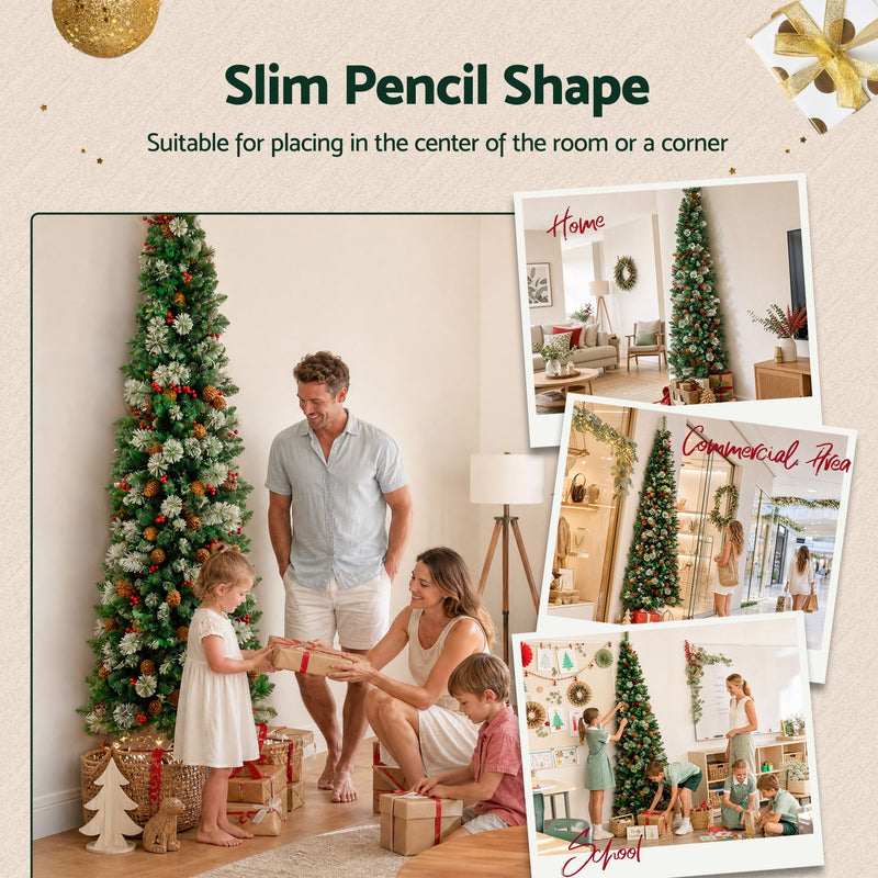 2.1m Slim Pine Cone Christmas Tree