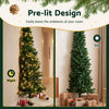 2.4m Pre-Lit Slim Pencil Christmas Tree
