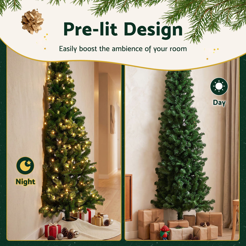 2.4m Pre-Lit Slim Pencil Christmas Tree