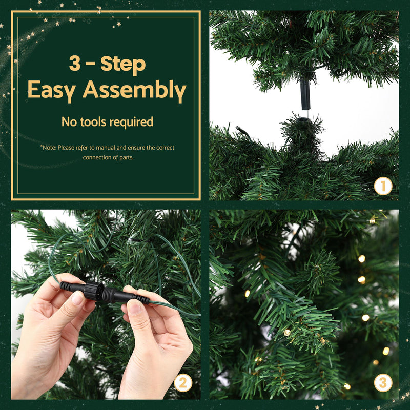 2.4m Pre-Lit Slim Pencil Christmas Tree