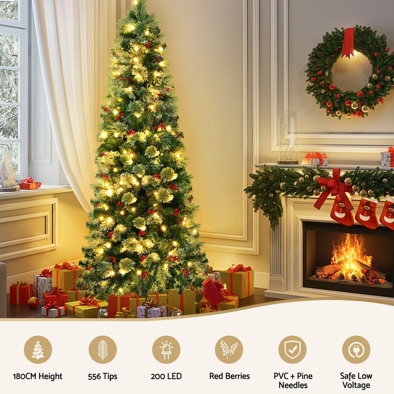 Christmas Tree 1.8M LED Red Barries