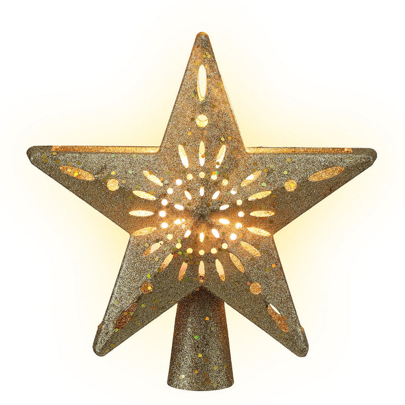 Christmas Tree Topper – Glitter Gold Snowflake Projector Star