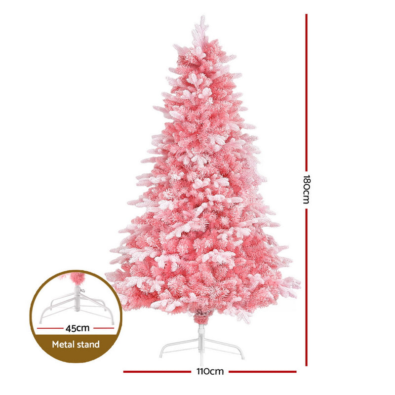 1.8m Pink Snow-Flocked Christmas Tree – 810 Tips