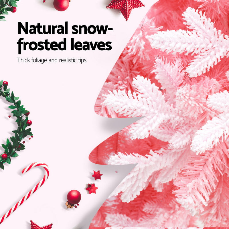 1.8m Pink Snow-Flocked Christmas Tree – 810 Tips