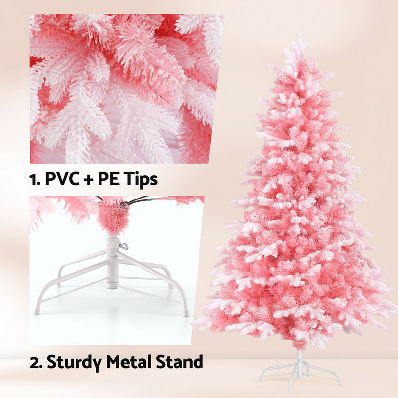 1.8m Pink Snow-Flocked Christmas Tree – 810 Tips