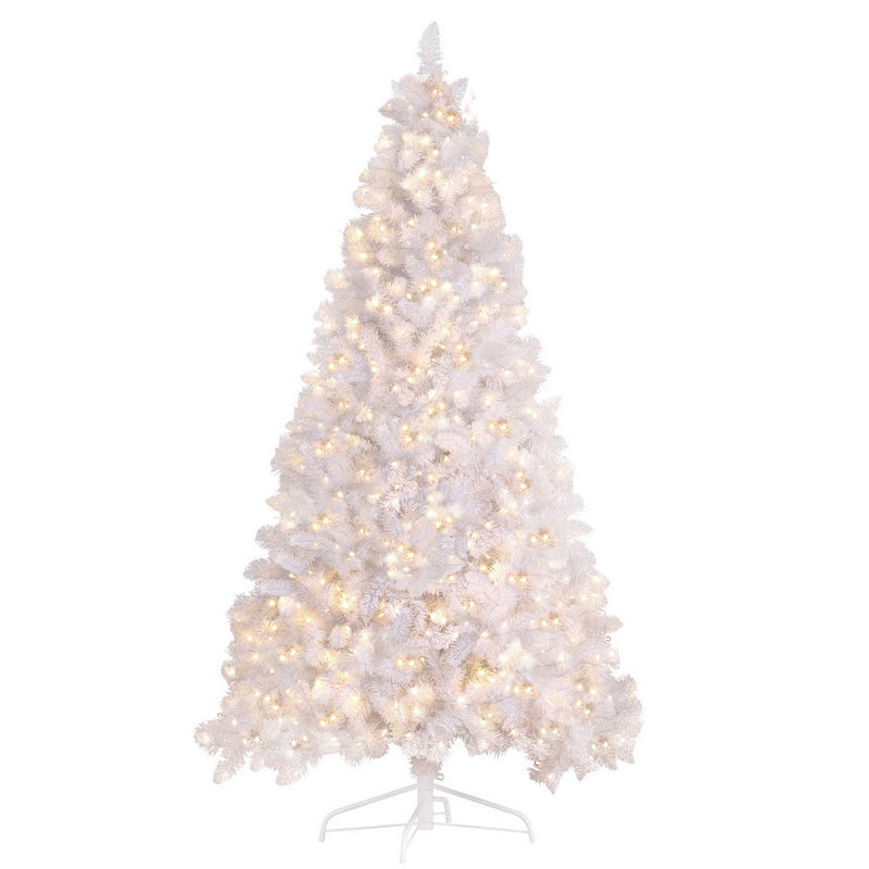 2.1m White Pre-Lit Christmas Tree – 500 Warm LEDs