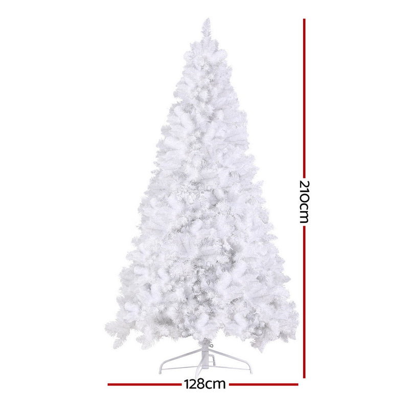 2.1m White Pre-Lit Christmas Tree – 500 Warm LEDs