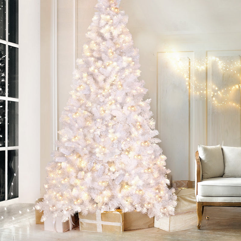 2.1m White Pre-Lit Christmas Tree – 500 Warm LEDs