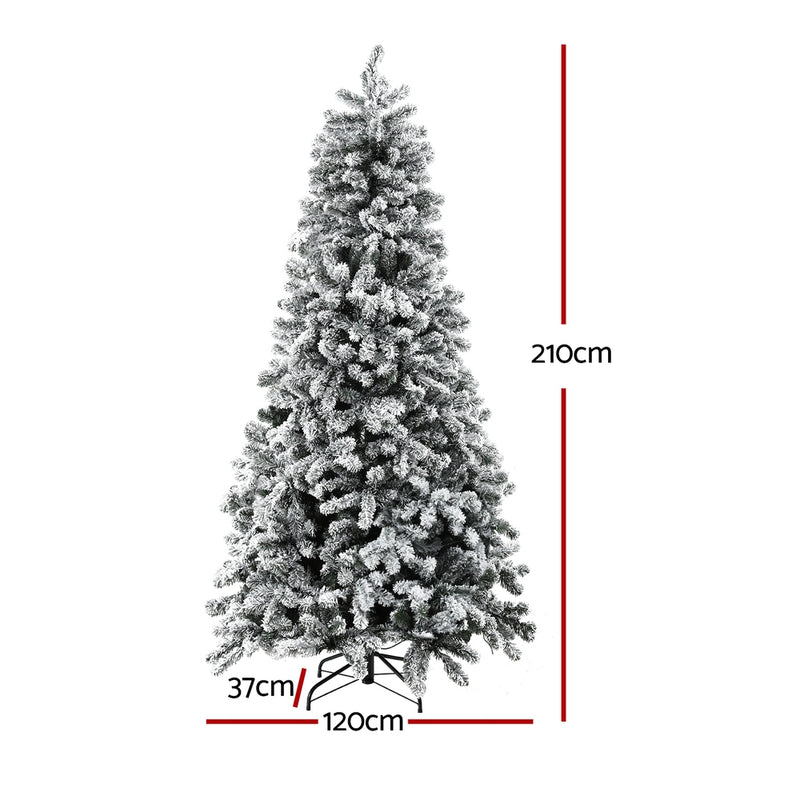 2.1m Snow-Flocked Christmas Tree – 500 Warm White LEDs