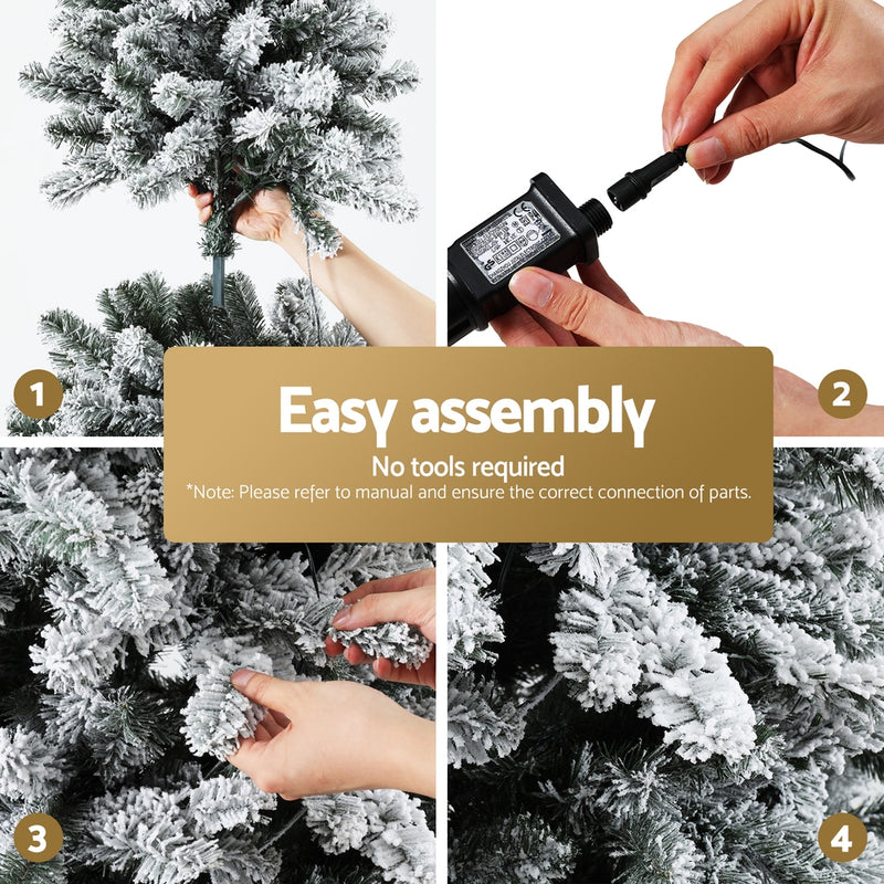 2.1m Snow-Flocked Christmas Tree – 500 Warm White LEDs