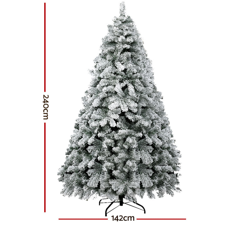 2.4m Snow Flocked Xmas Tree 1165 Tips