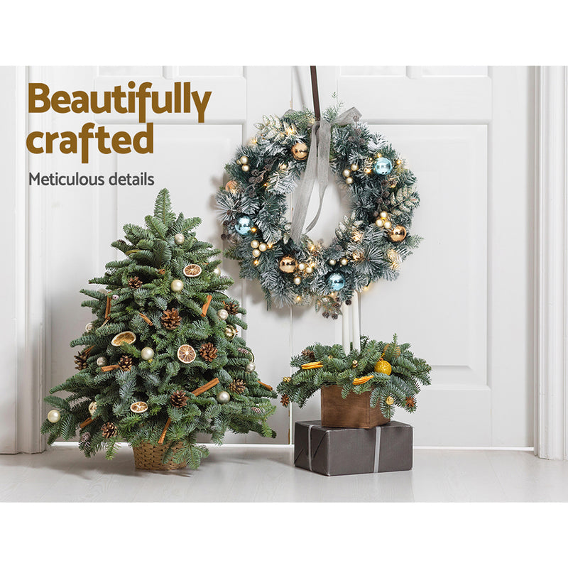 60cm Christmas Wreath with LED Lights Snowy Garland