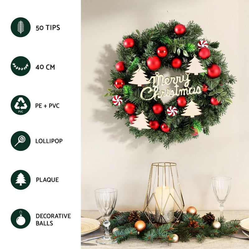 Christmas Wreath 40CM Garland With Baubles