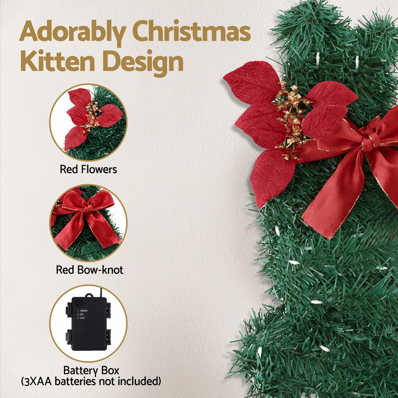 Christmas Cat Wreath Pre-lit 20 LED