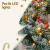 60cm Christmas Wreath LED Lights Snowy Berries Garland