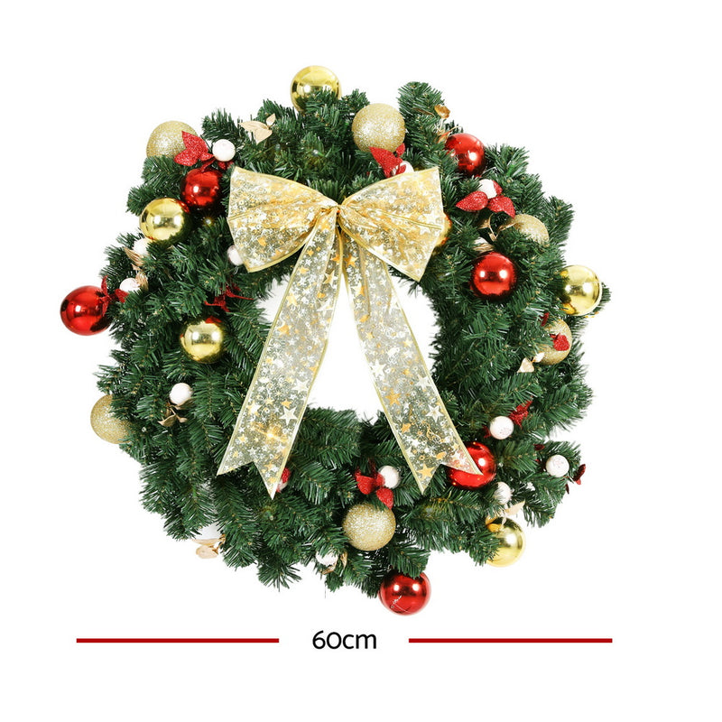 60CM LED Christmas Wreath with Berries & Garland Lights