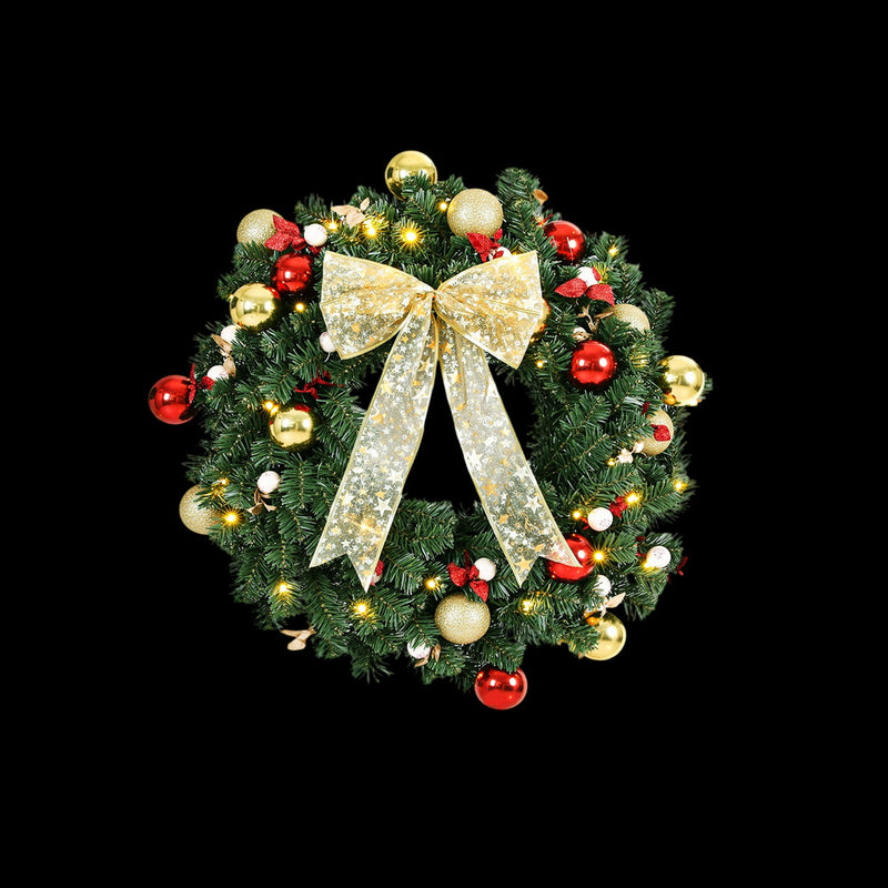60CM LED Christmas Wreath with Berries & Garland Lights