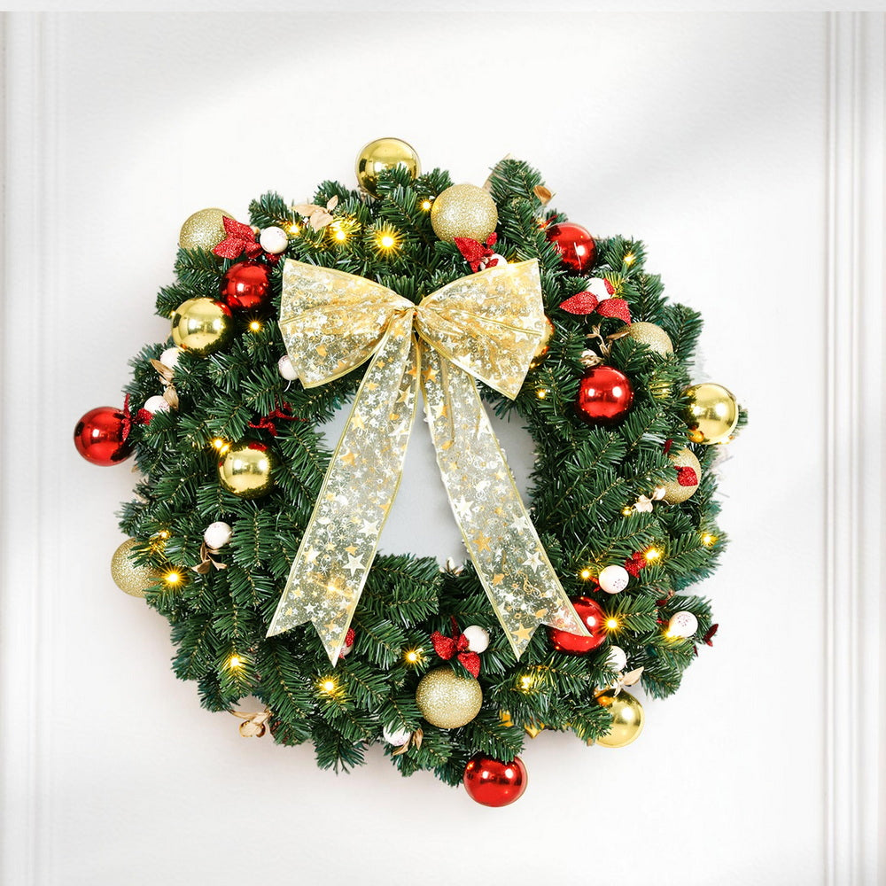 60CM LED Christmas Wreath with Berries & Garland Lights