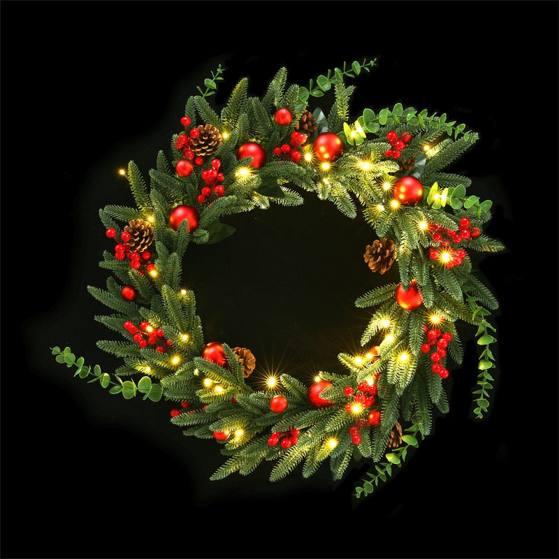 Christmas Wreath 60CM LED Berries Pine Cones