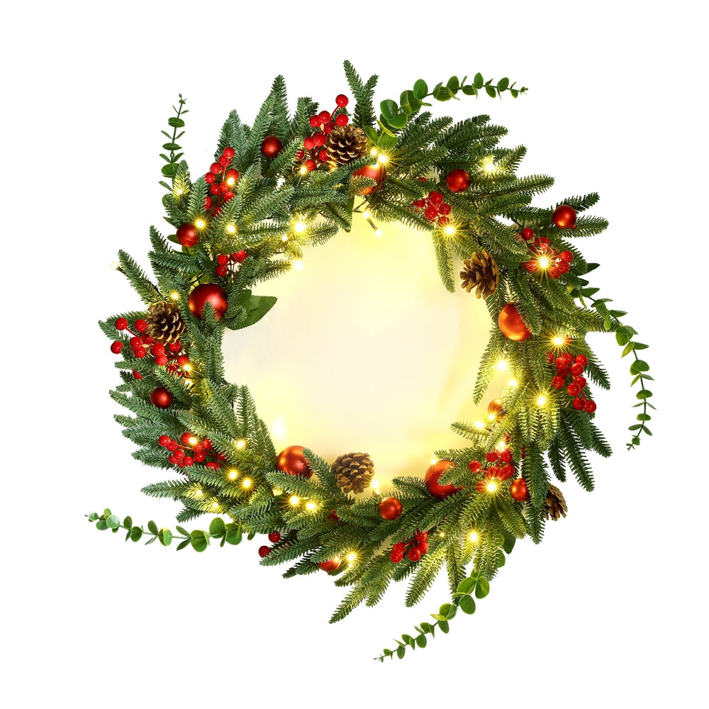 Christmas Wreath 60CM LED Berries Pine Cones