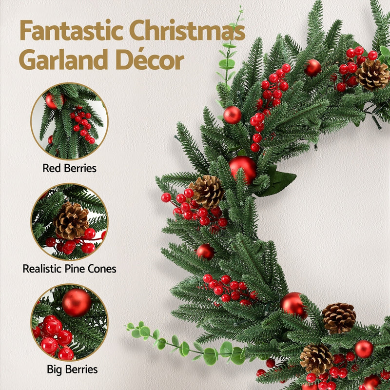 Christmas Wreath 60CM LED Berries Pine Cones