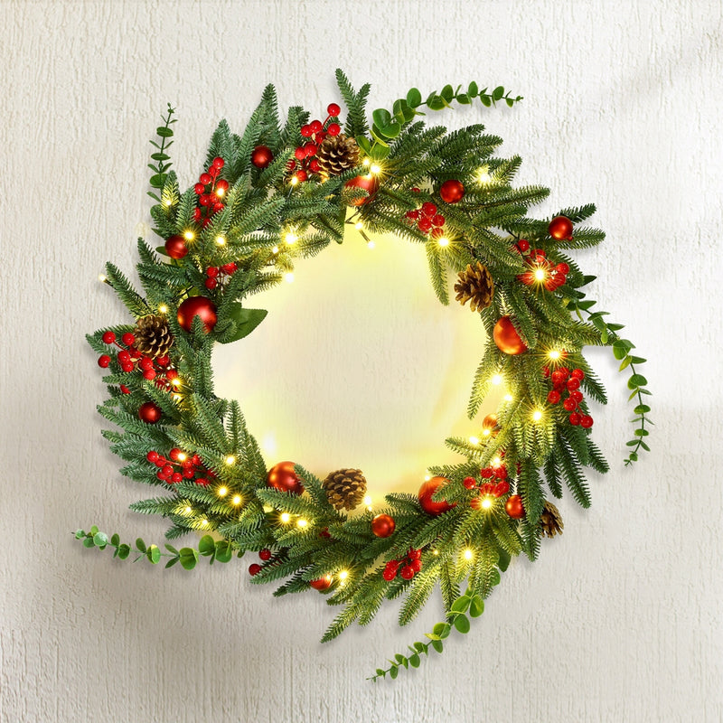 Christmas Wreath 60CM LED Berries Pine Cones