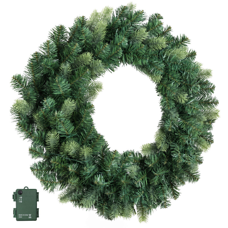 60cm Pre-Lit Christmas Wreath with Warm White LEDs
