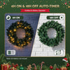 60cm Pre-Lit Christmas Wreath with Warm White LEDs