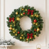 60cm Pre-Lit Christmas Wreath with Warm White LEDs