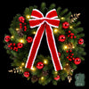 60cm Pre-Lit Christmas Wreath with LED Lights & Bow