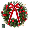 60cm Pre-Lit Christmas Wreath with LED Lights & Bow