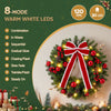 60cm Pre-Lit Christmas Wreath with LED Lights & Bow