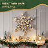 60cm Pre-Lit Flocked Snowflake Christmas Wreath