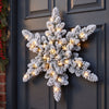 60cm Pre-Lit Flocked Snowflake Christmas Wreath