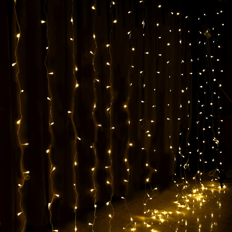 3X6M Christmas Lights Curtain Light Warm White 600 LED