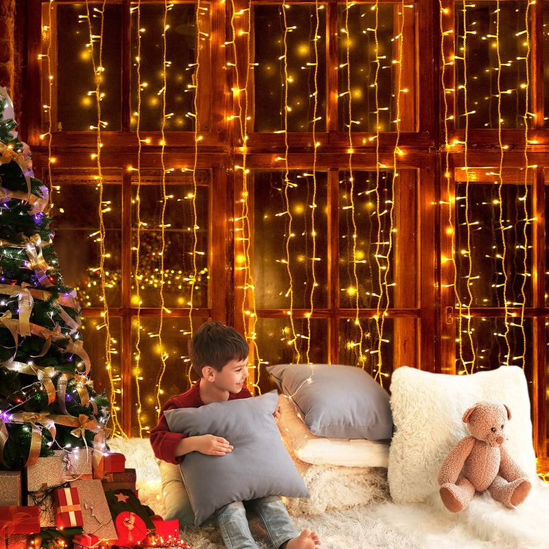 3X6M Christmas Lights Curtain Light Warm White 600 LED