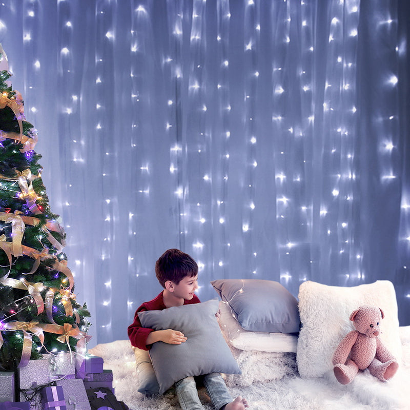 3X6M Christmas Lights Curtain Light Cool White 600 LED