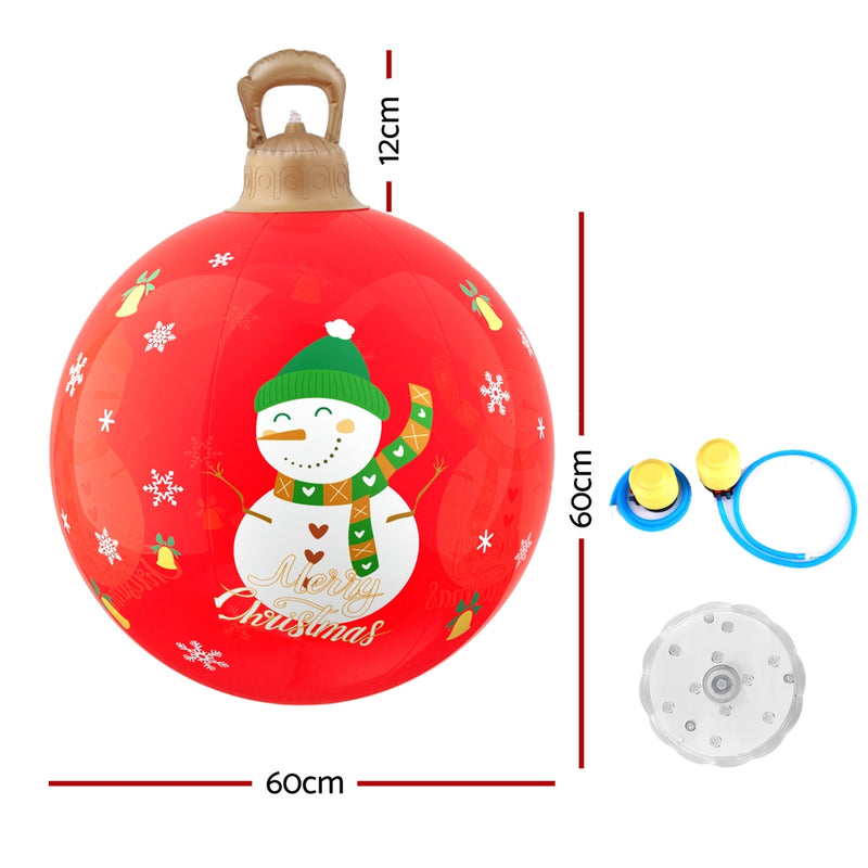 Christmas Inflatable Ball 60cm Illuminated Led Snowman