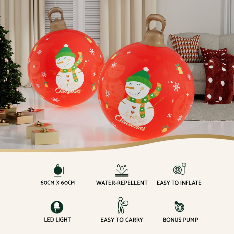 Christmas Inflatable Ball 60cm Illuminated Led Snowman