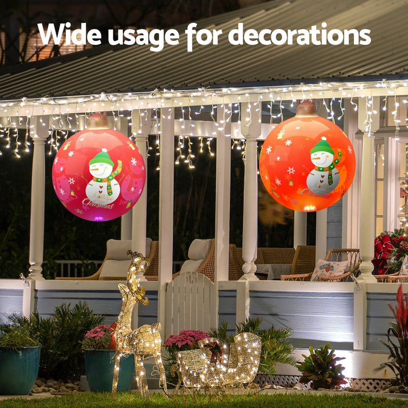 Christmas Inflatable Ball 60cm Illuminated Led Snowman