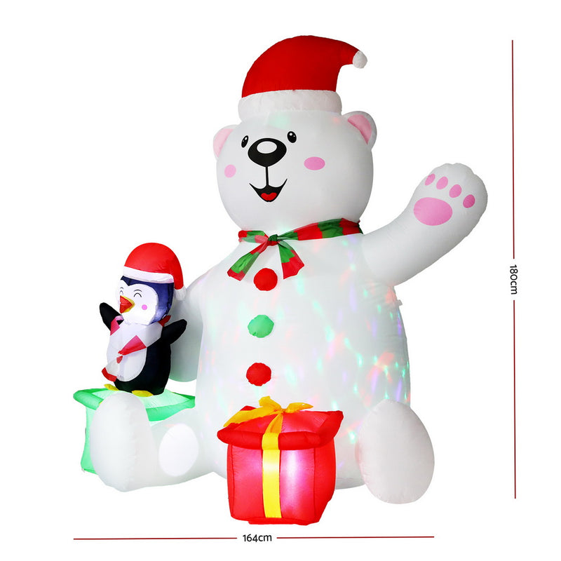Christmas Inflatable Bear 1.8M Height LED Outdoor Illuminated