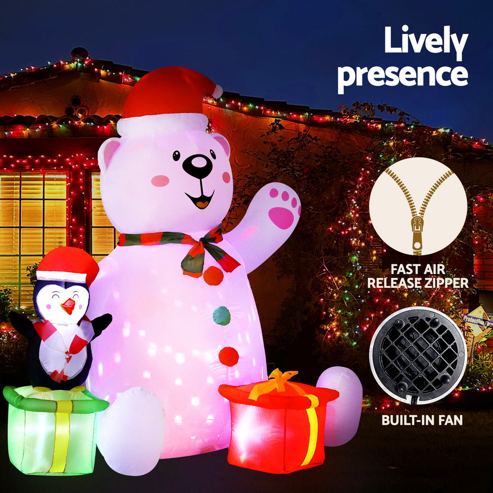 Christmas Inflatable Bear 1.8M Height LED Outdoor Illuminated