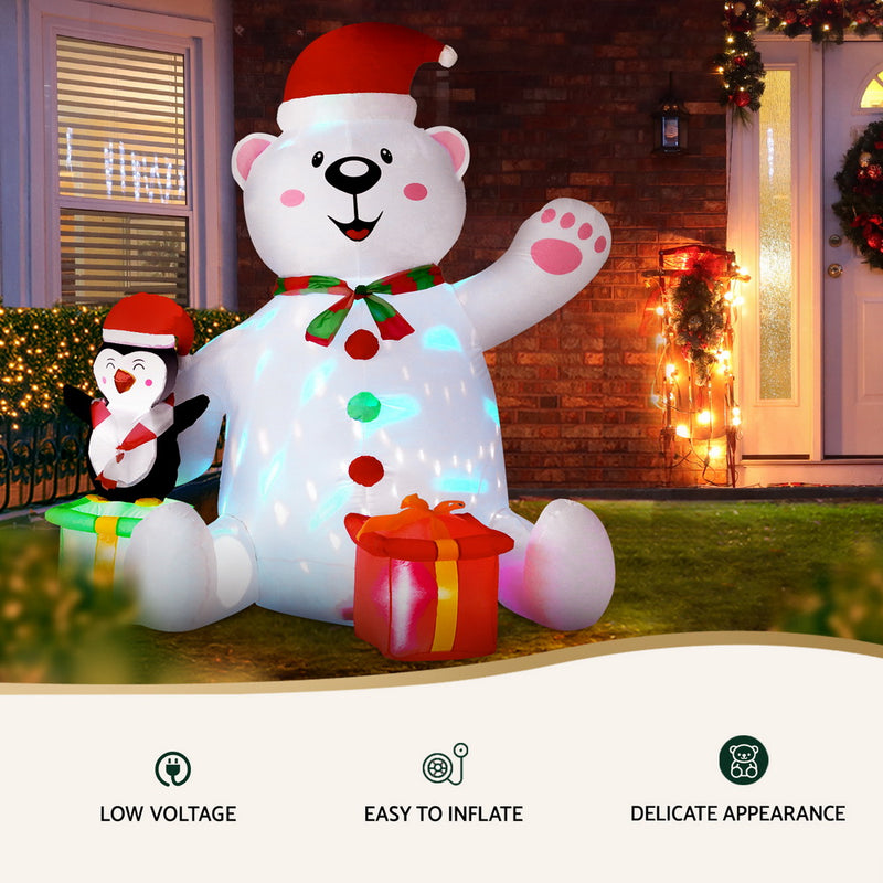 Christmas Inflatable Bear 1.8M Height LED Outdoor Illuminated