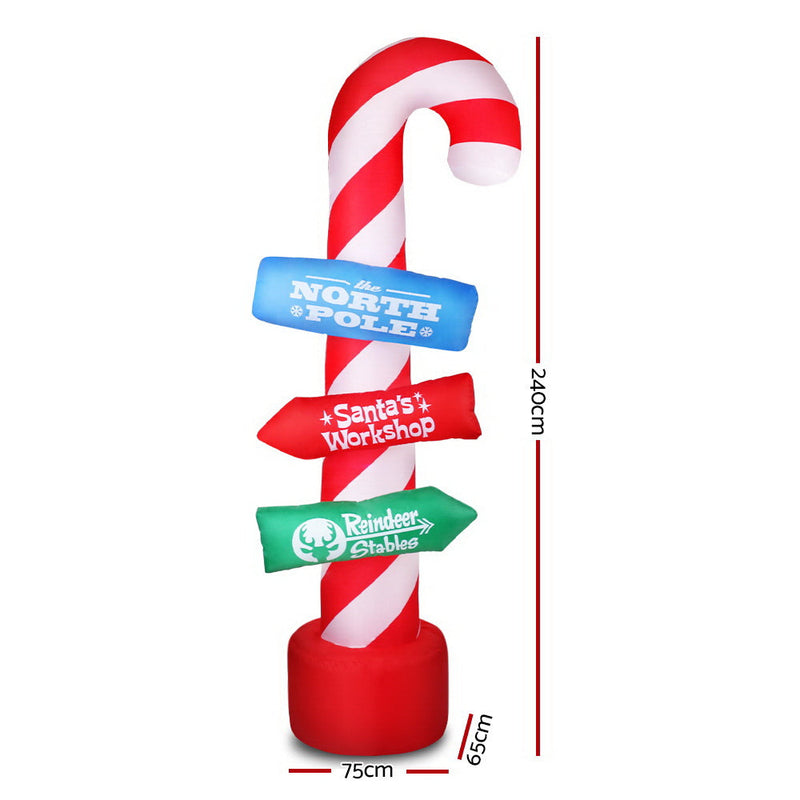 Christmas Inflatable Candy Pole 2.4M Illuminated
