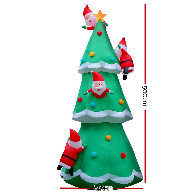 Christmas Inflatable Santa Tree 5M Illuminated