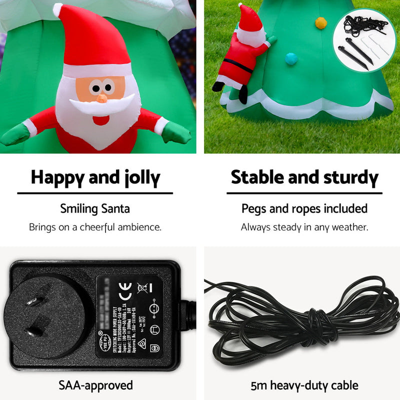 Christmas Inflatable Santa Tree 5M Illuminated