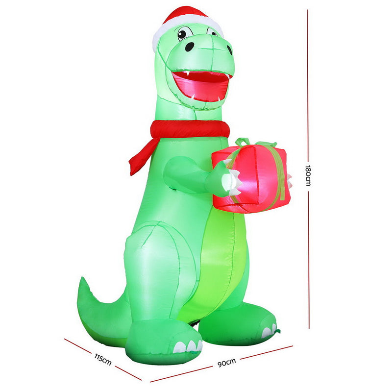 Christmas Inflatable Dinosaur 1.8M Height LED Illuminated
