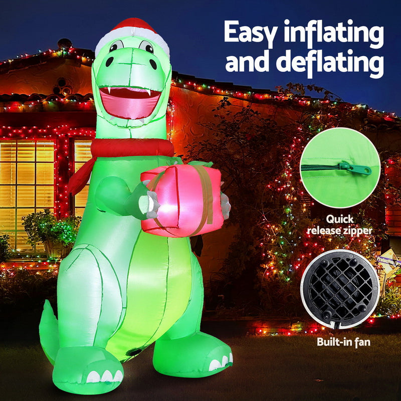 Christmas Inflatable Dinosaur 1.8M Height LED Illuminated