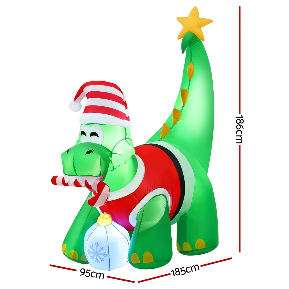 Christmas Inflatable Dinosaur 1.86M Height LED Illuminated